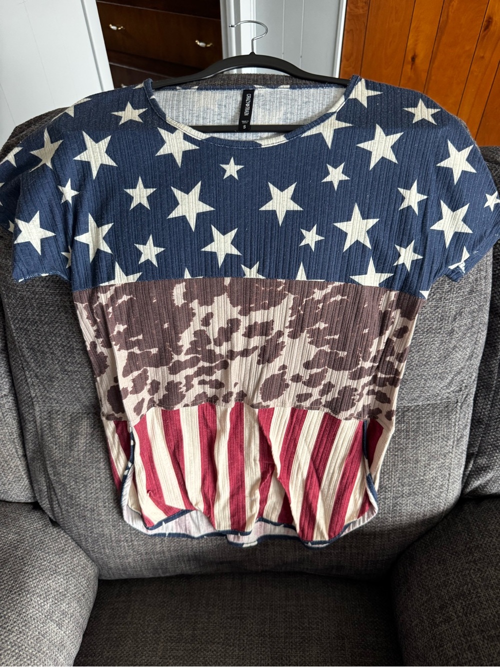 Crazy Train Navy and White Star Ribbed Top